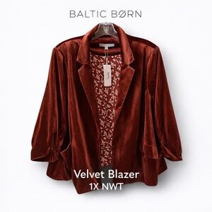 Baltic Born Britton Cinnamon Velvet Blazer 1XL NWT Relaxed Fit Ruching Holiday